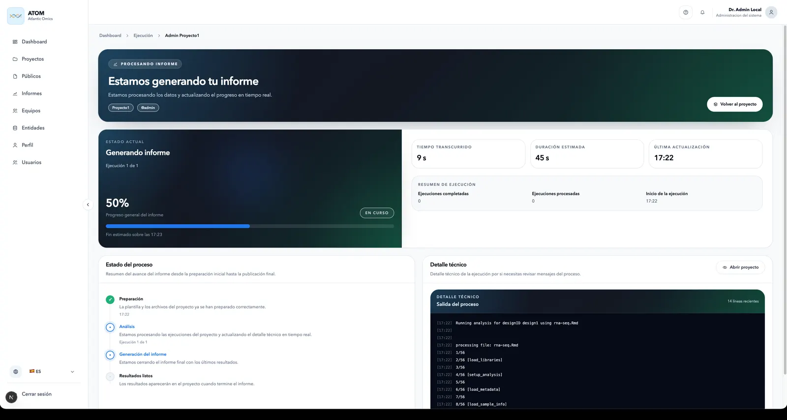 Seguimiento de una ejecución asíncrona con su registro