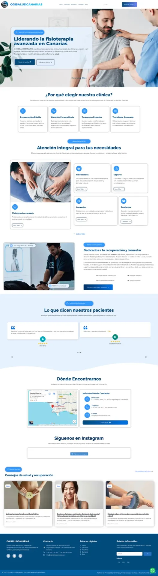 Página completa de la web de OGI Salud Canarias