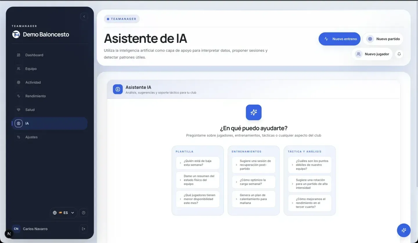 Asistente de IA dentro de la aplicación